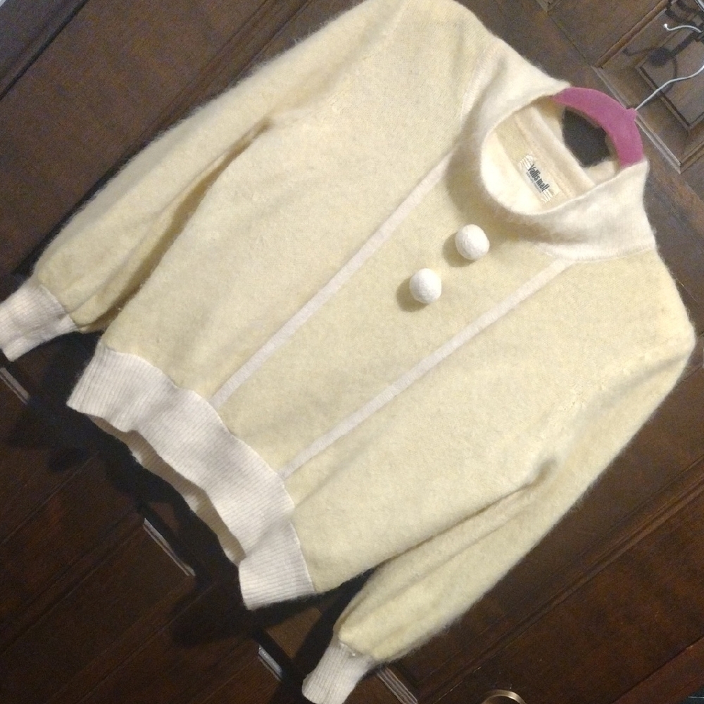 Vintage Yellow And Cream Fuzzy Sweater